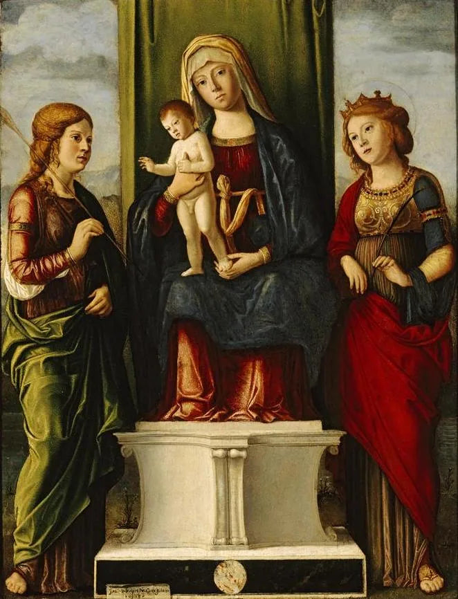 Virgen con el Niño en trono con dos vírgenes mártires - Cima da Conegliano