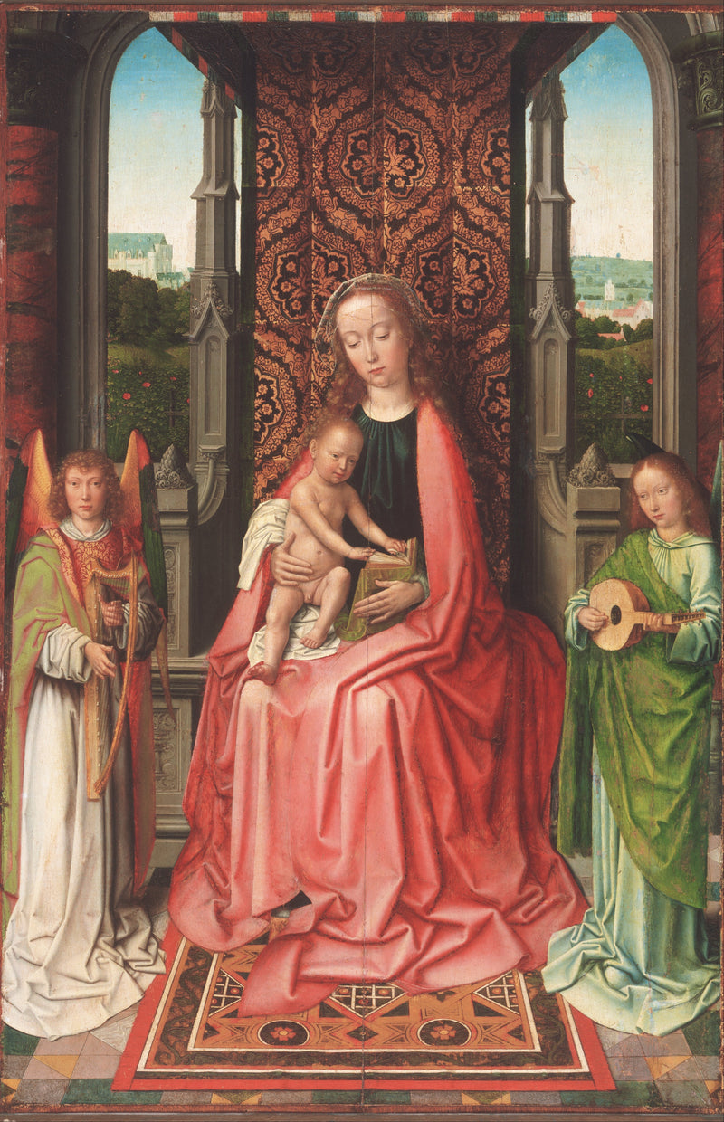 Virgen con el Niño en trono, rodeada de ángeles - Gérard David