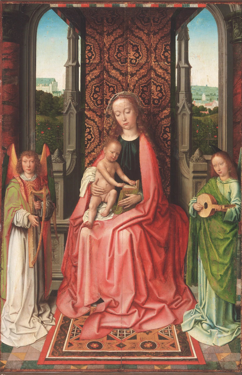 Virgen con el Niño en trono, rodeada de ángeles - Gérard David