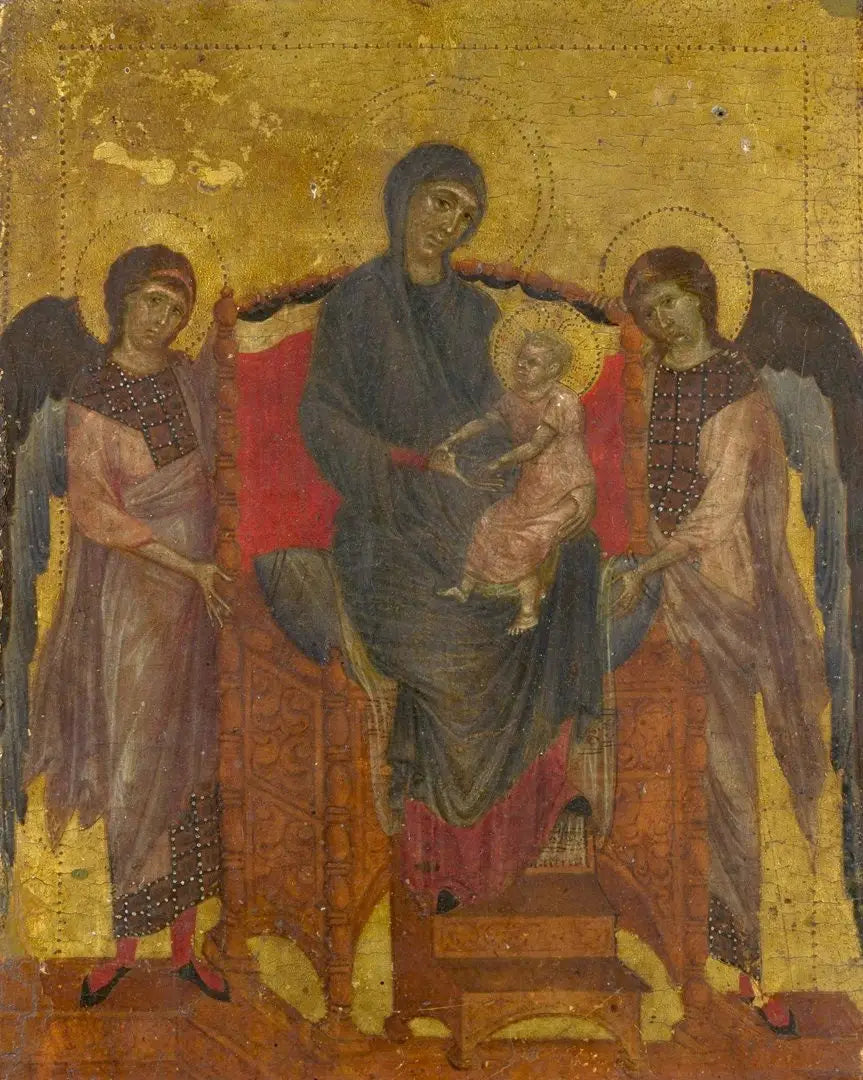 Virgen con el Niño en trono y rodeada de dos ángeles - Cimabue