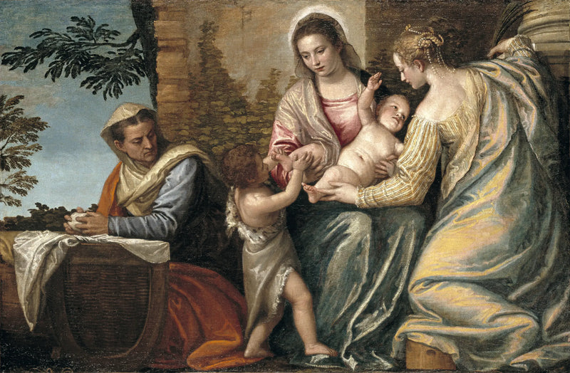 Virgen con el Niño, Santa Isabel, San Juan Bautista niño y Santa Catalina - Paolo Veronese
