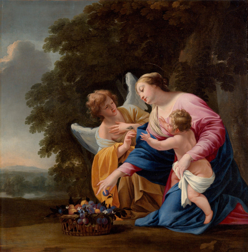 Virgen con el Niño y un ángel - Simon Vouet