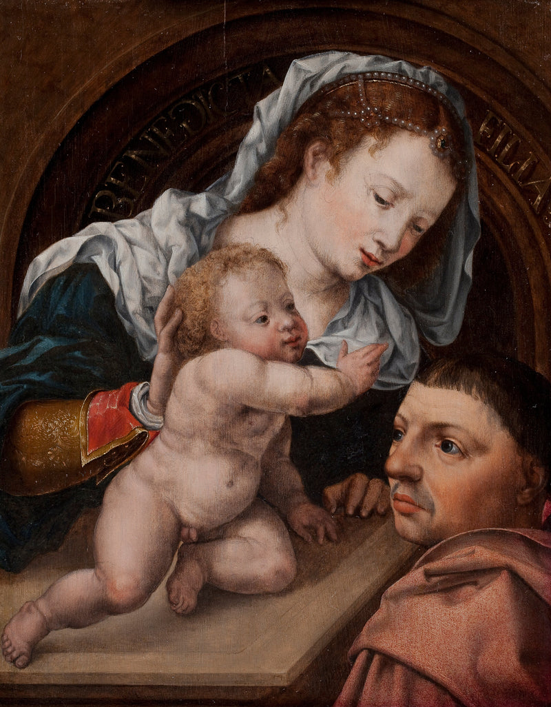 Virgen con el Niño con un patrón - Jan Gossaert
