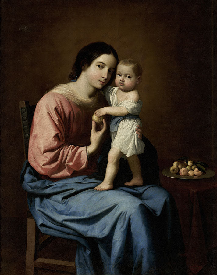 Virgen con el Niño con un plato de frutas - Francisco de Zurbarán
