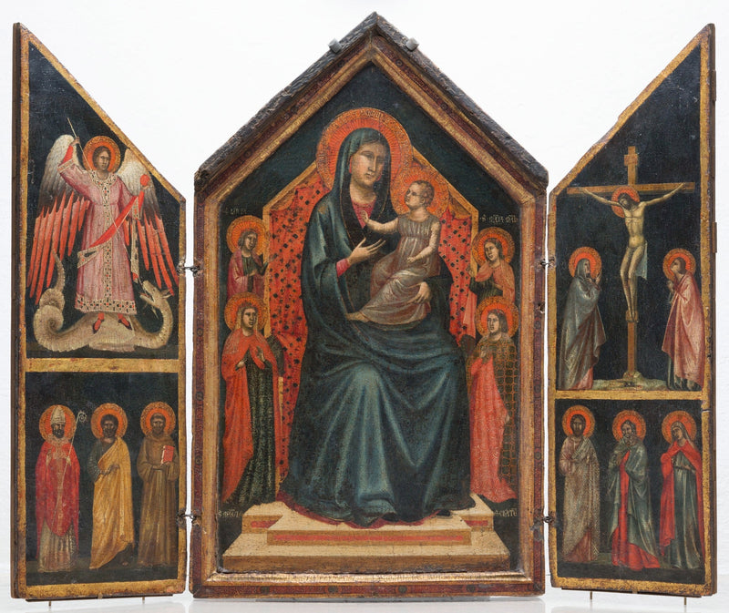 Virgen con el Niño en trono con santas Lucía, Margarita, María Magdalena y Catalina de Alejandría - Maestro de Santa Cecilia