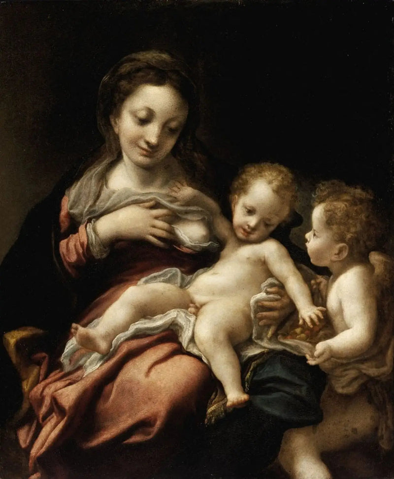 Virgen lactante y un ángel - Antonio da Correggio