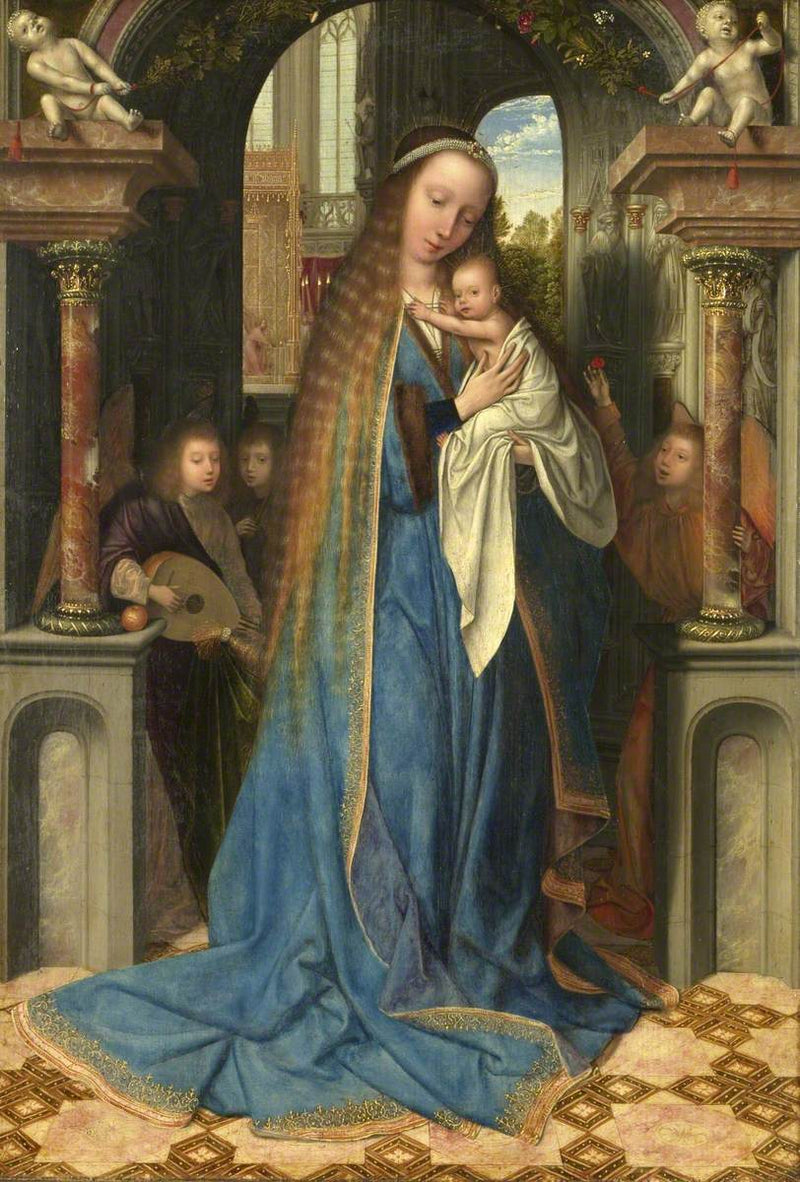 Virgen con el niño y los ángeles - Quentin Metsys