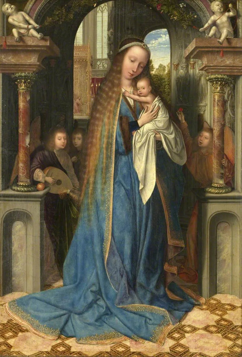 Virgen con el niño y los ángeles - Quentin Metsys