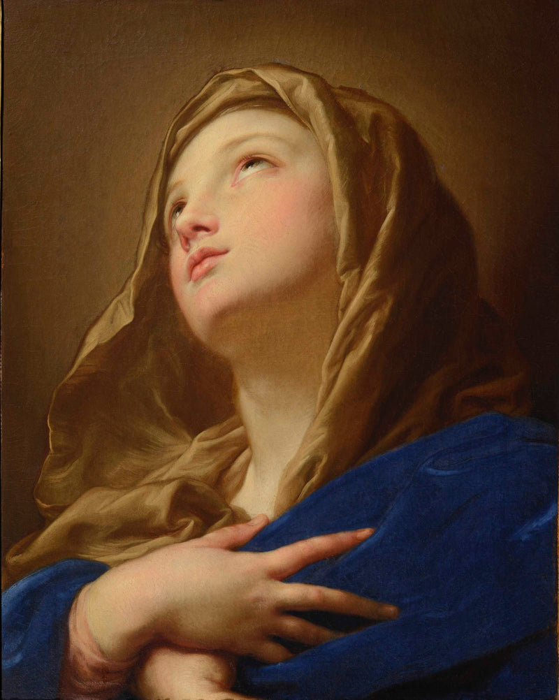 Virgen de busto con las manos cruzadas sobre el pecho - Pompeo Batoni