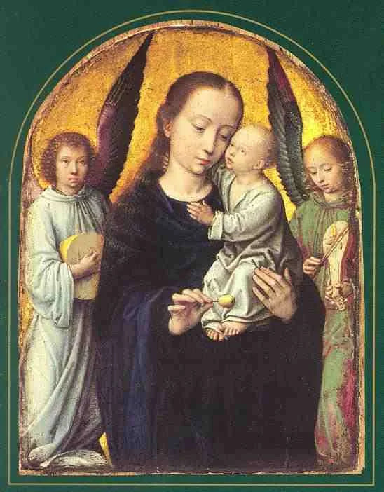 Virgen y Niño con dos ángeles músicos - Gérard David