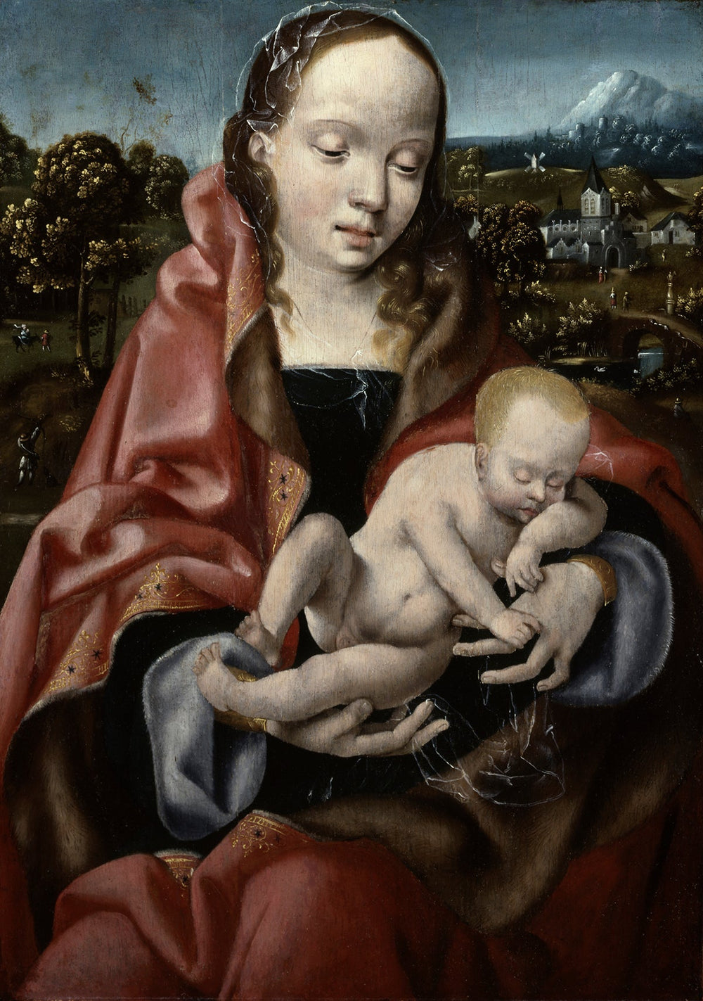 Vierge et Enfant Jésus endormi - Joos van Cleve image 1 reproduction réalisée par Alpha Reproduction