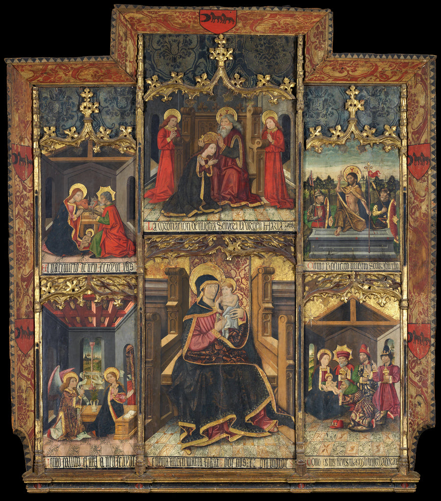 Vierge et enfant sur le trône avec des scènes de la vie de la Vierge - Morata Master