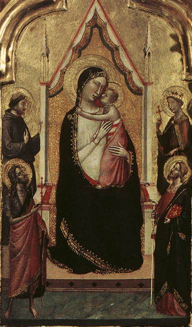 Virgen y Niño en trono con santos - Bernardo Daddi