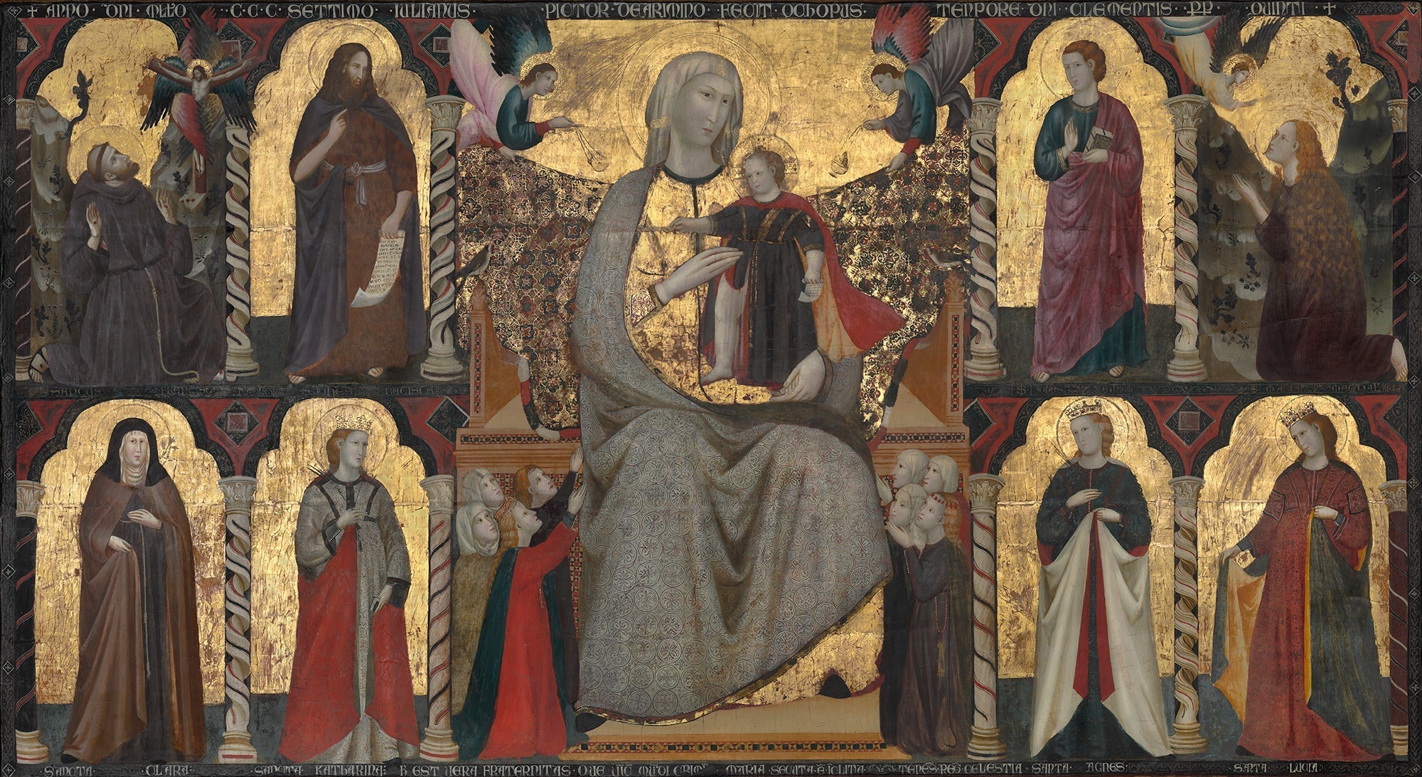 Vierge et Enfant trônant avec des saints - Giuliano da Rimini image 1 reproduction d’œuvre d’art à l’huile