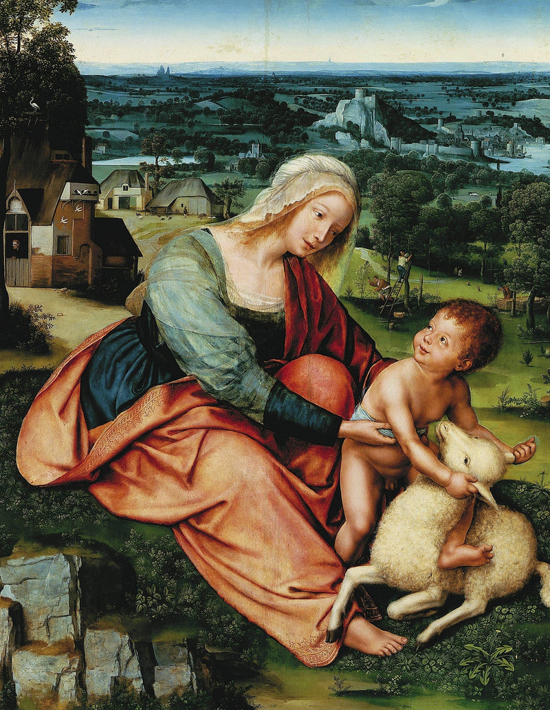 Virgen y el Niño con el cordero. - Quentin Metsys