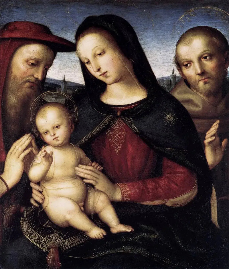Virgen y el Niño con los santos Jerónimo y Francisco - Rafael Sanzio