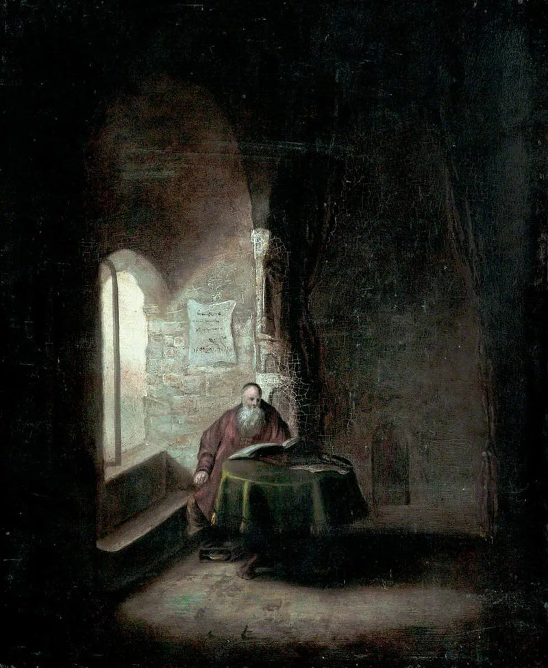 Viejo sabio en una habitación abovedada - Rembrandt