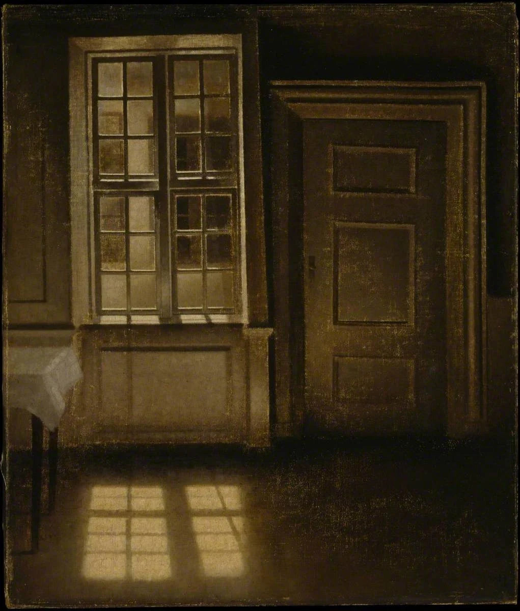 Intérieur, soleil sur le sol, peinture de Vilhelm Hammershøi