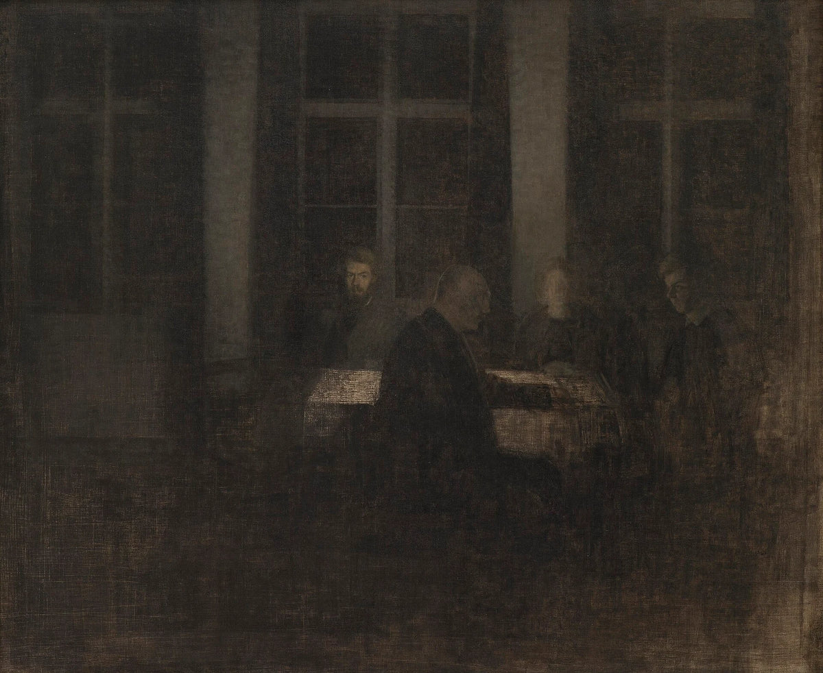 Noche en el salón - Vilhelm Hammershøi
