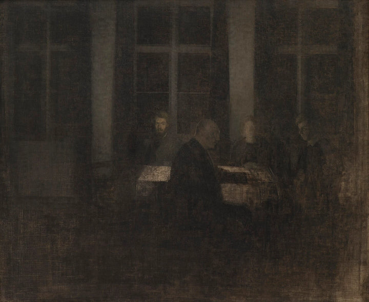 Noche en el salón - Vilhelm Hammershøi