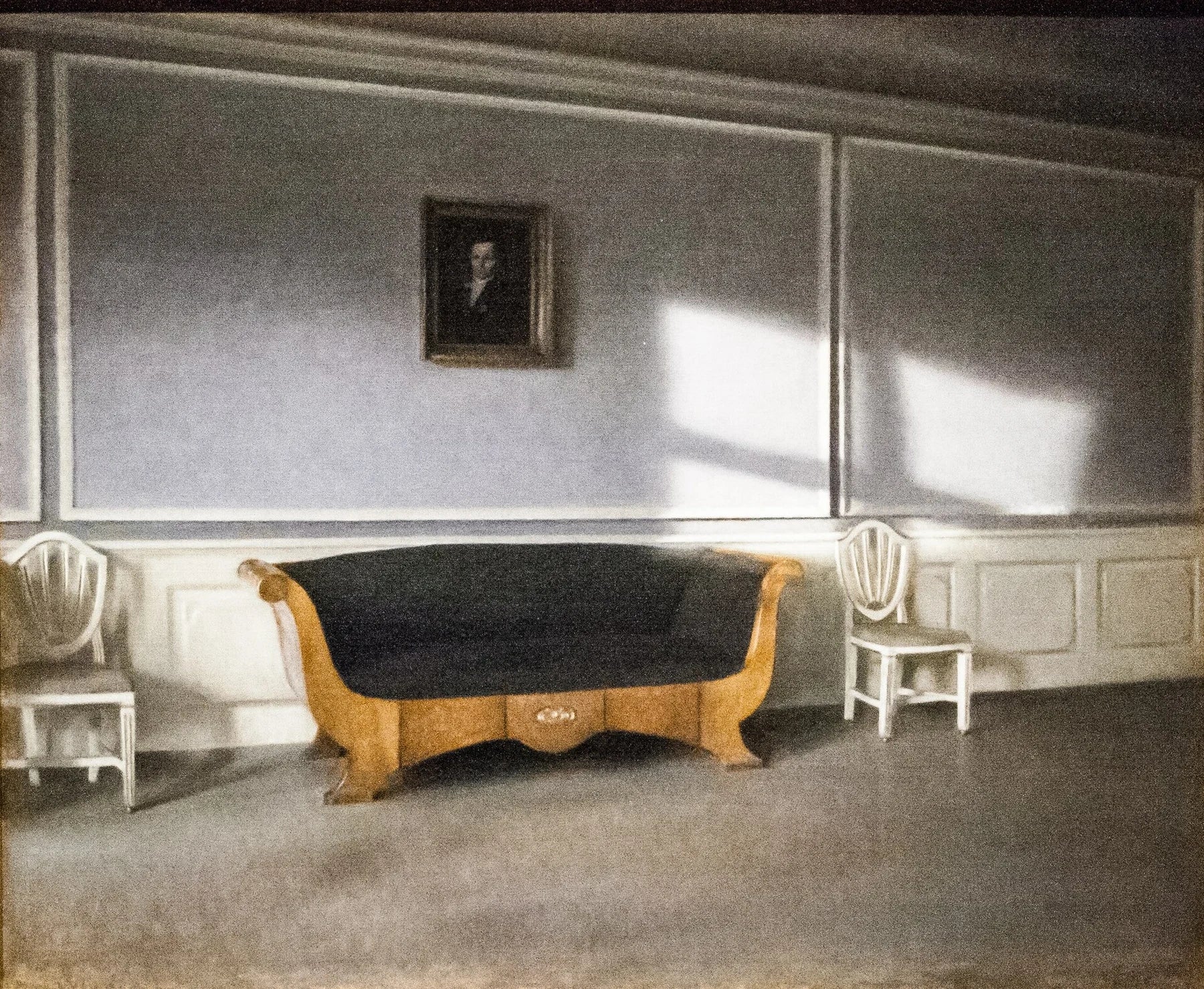 Soleil dans le salon III, peinture de Vilhelm Hammershøi