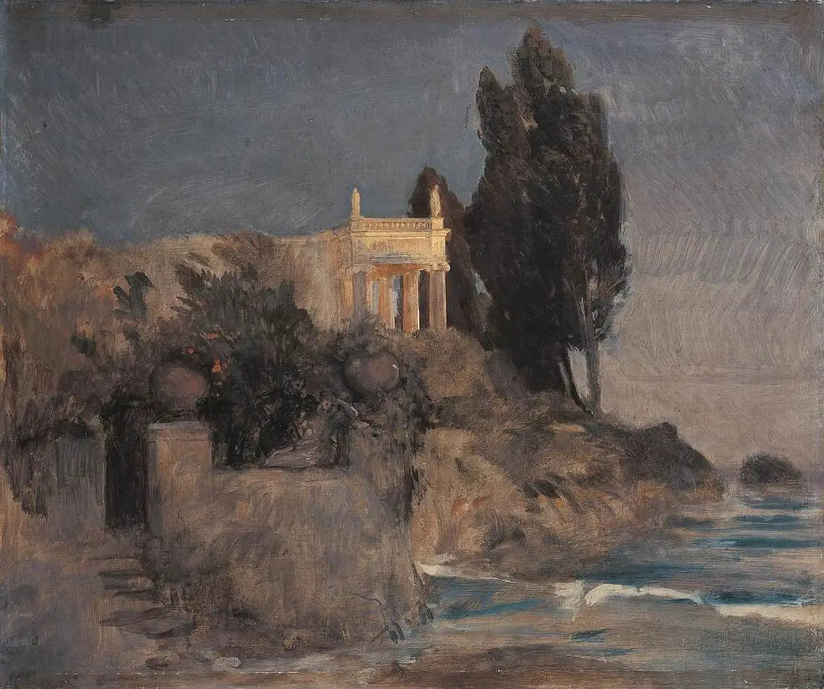 Villa au bord de la mer - Arnold Böcklin image 1 copie de tableau peinte à la main