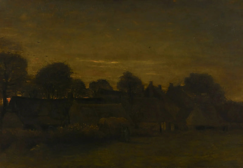 Aldea agrícola al crepúsculo - Vincent van Gogh
