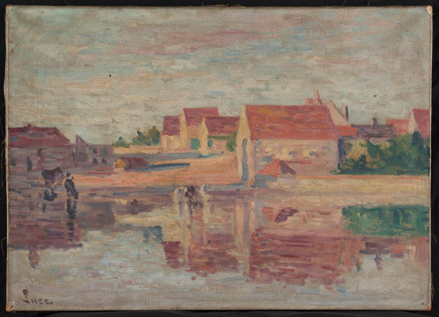 Pueblo junto a un río - Maximilien Luce