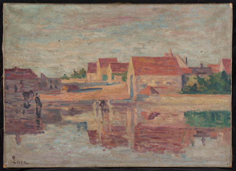 Pueblo junto a un río - Maximilien Luce
