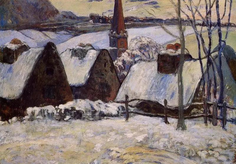Pueblo bretón bajo la nieve - Paul Gauguin