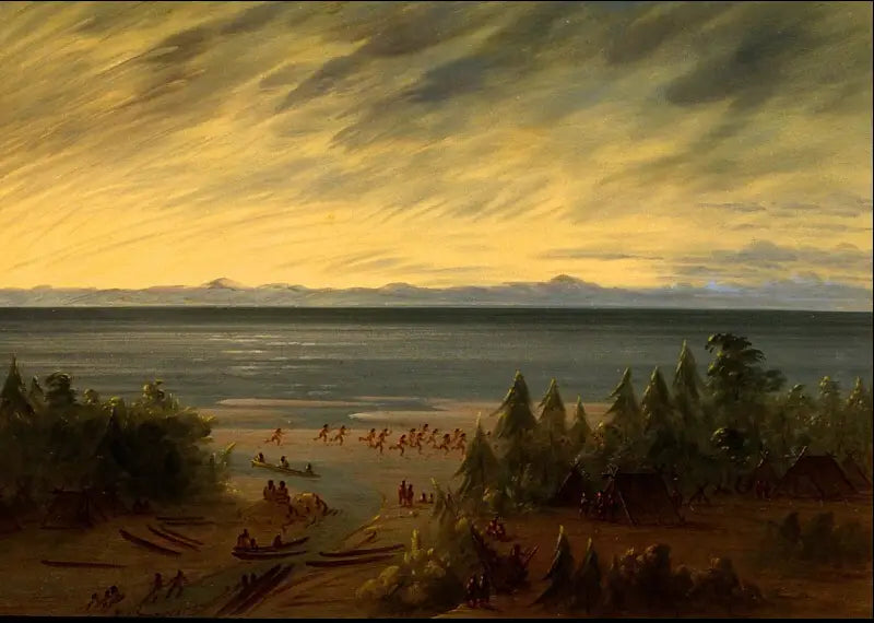 Pueblo de Nayas al atardecer - George Catlin