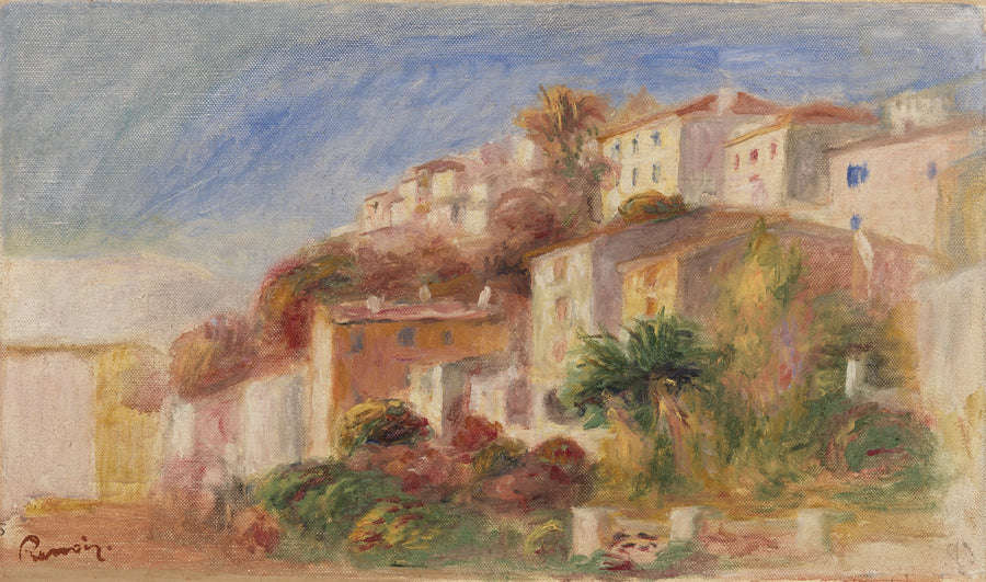Vista desde el jardín de la Oficina de Correos, Cagnes (Pueblo visto desde el jardín de la oficina de correos, Cagnes) - Pierre-Auguste Renoir