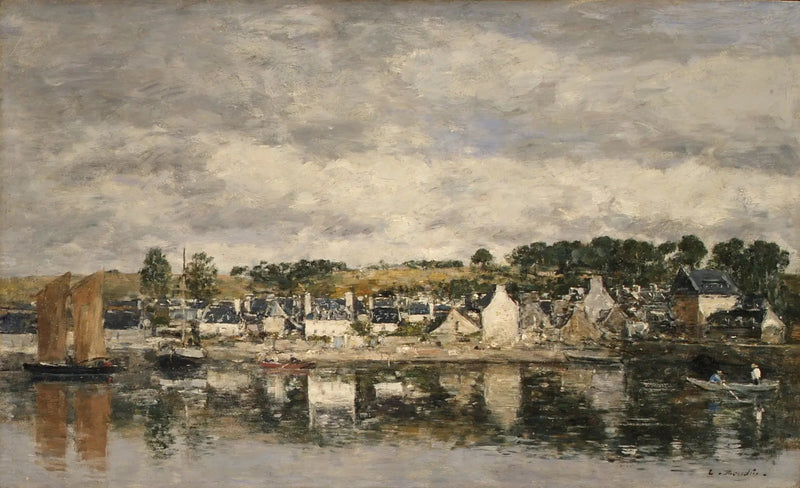 Pueblo junto a un río - Eugène Boudin