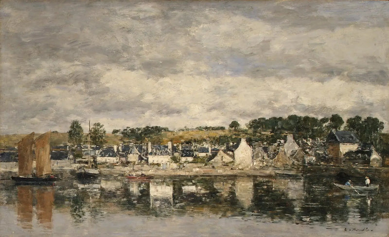Pueblo junto a un río - Eugène Boudin