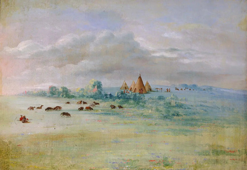 Pueblo Sioux, lago Calhoun, cerca de Fort Snelling - George Catlin