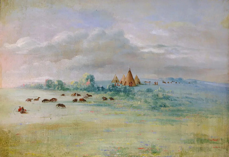 Pueblo Sioux, lago Calhoun, cerca de Fort Snelling - George Catlin