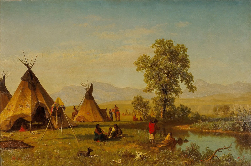 Pueblo sioux cerca de Fort Laramie - Albert Bierstadt