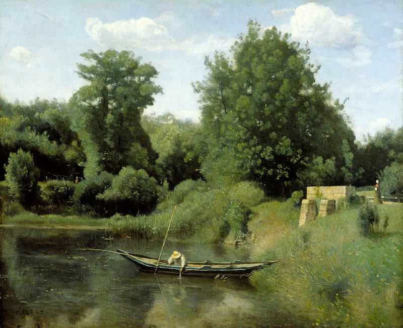 Ville-d'Avray. El pescador junto a la esclusa - Jean-Baptiste Camille Corot