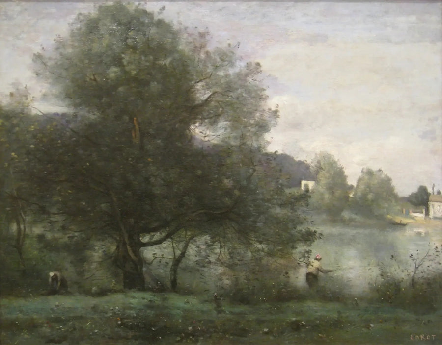Ville-d'Avray. Un pescador al borde del estanque - Jean-Baptiste Camille Corot