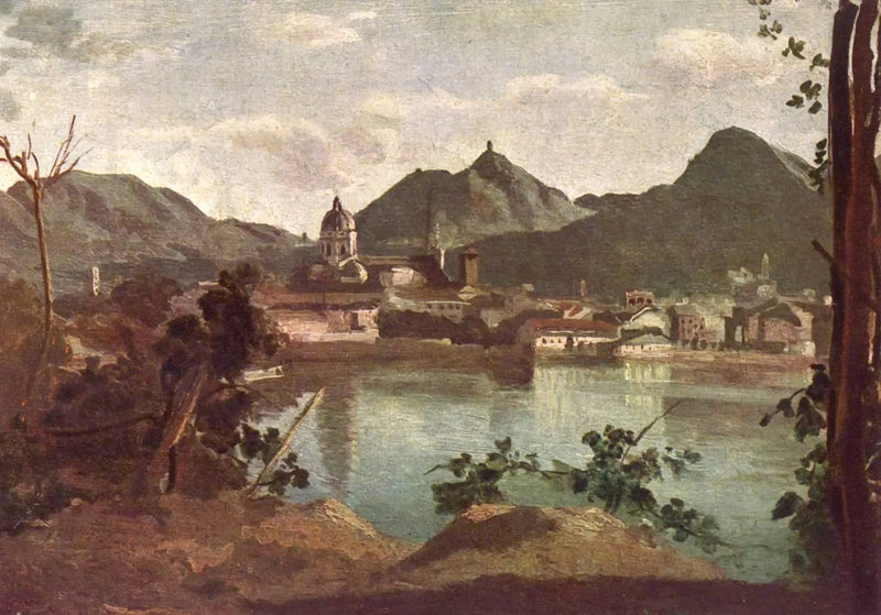 Ciudad y lago de Como - Jean-Baptiste Camille Corot