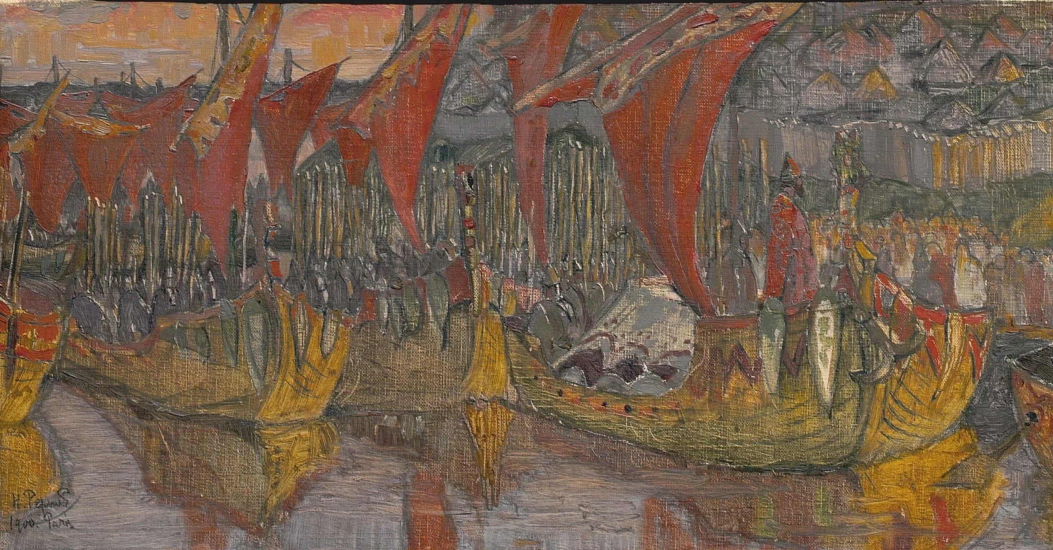 Voiles rouges. La campagne du prince Vladimir à Korsoun - Nicolas Roerich image 1 reproduction d’œuvre d’art à l’huile