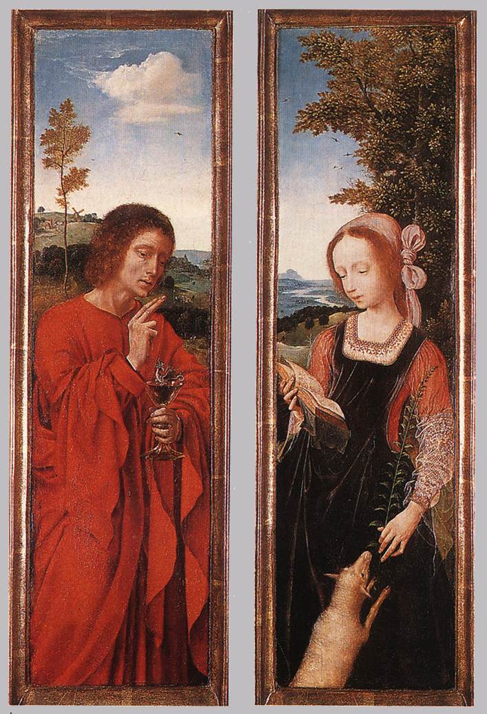 Panel de un tríptico. San Juan Evangelista y Santa - Quentin Metsys