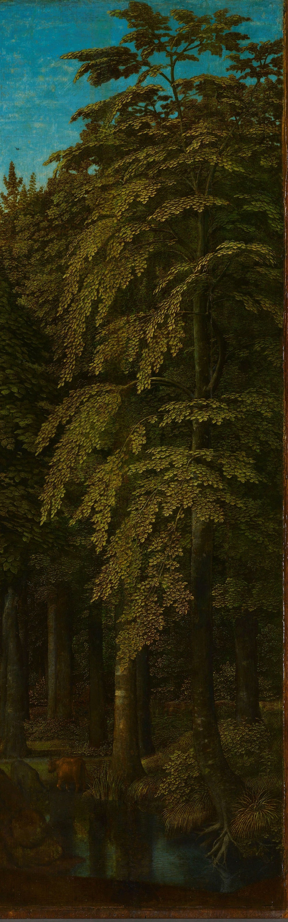 Volet extérieur droit d'un triptyque représentant une vue en forêt - Gérard David image 1 tableau peint à l’huile sur toile