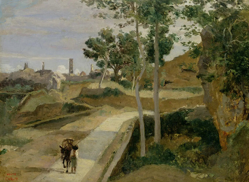 Volterra. Camino descendente de la ciudad - Jean-Baptiste Camille Corot