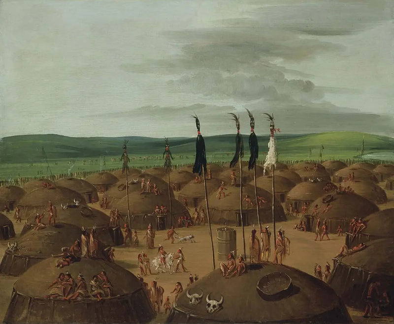 Vista aérea del pueblo de Mandan, a 1800 millas sobre San Luis - George Catlin