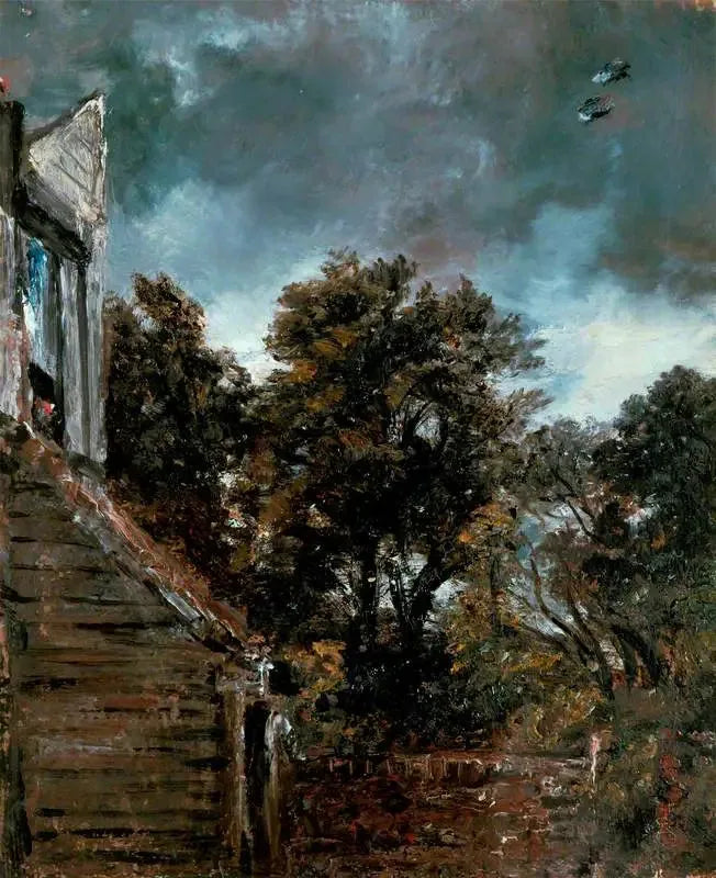 Vista en un jardín, con un cobertizo a la izquierda - John Constable