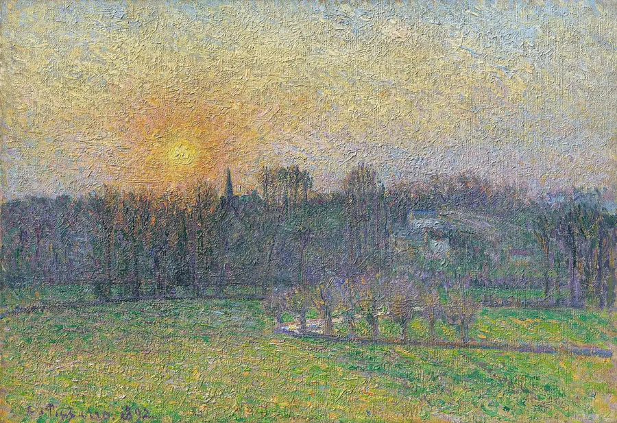 Vista de Bazincourt, atardecer - Camille Pissarro