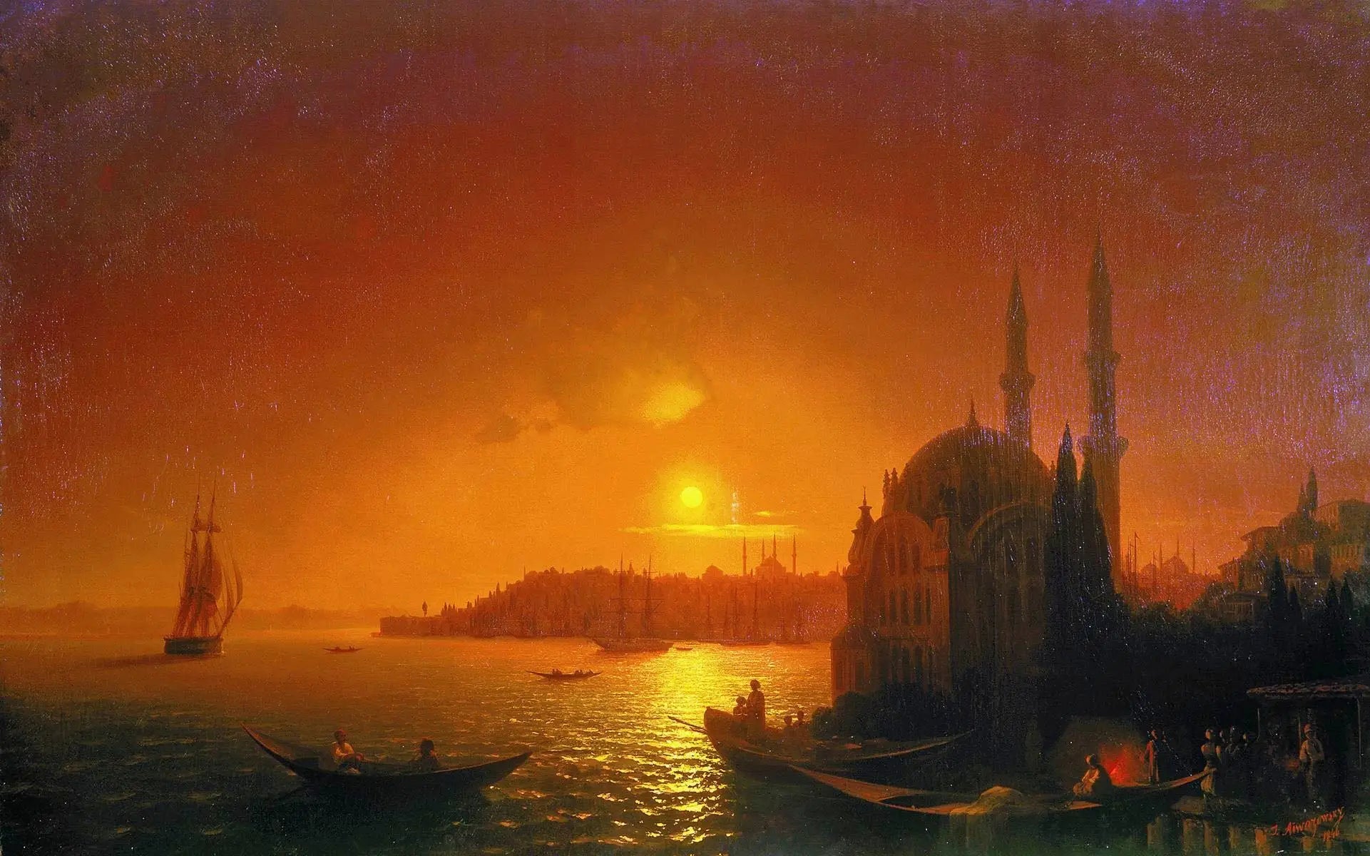 Vue de Constantinople au clair de lune - Ivan Aïvazovski - Alpha Reproduction