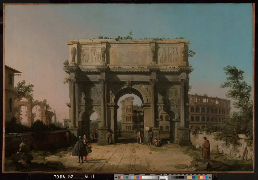 Vista del arco de Constantino con el Coliseo - Canaletto