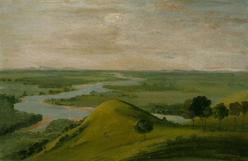 Vista de la confluencia del río Rouge y False Washita, en Texas - George Catlin